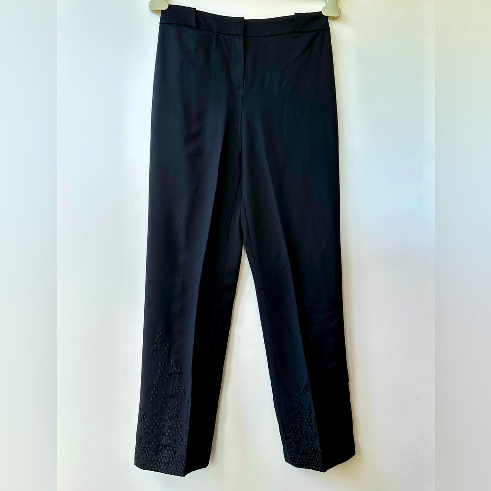 Givenchy Embroidered Hem Wool Pants, Black, size 38 US 2